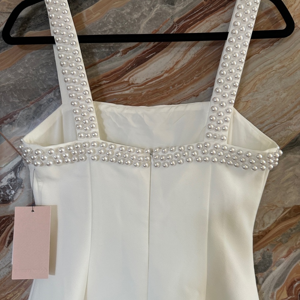 NWT Odd Muse London The Ultimate Muse Pearl Trim Midi Dress White Size XS - Picture 11 of 16